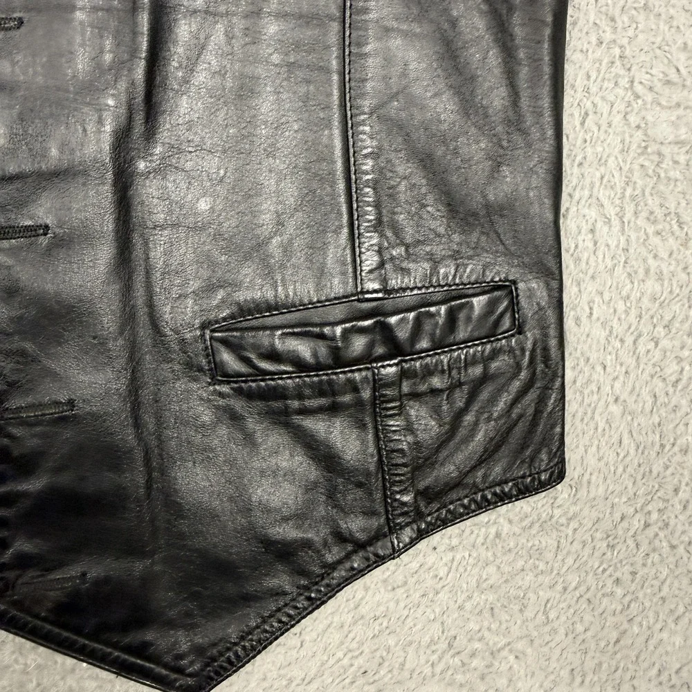 Vintage Wilsons Suede & Leather Vest Mens 42‎ Black Genuine Leather Lined Biker